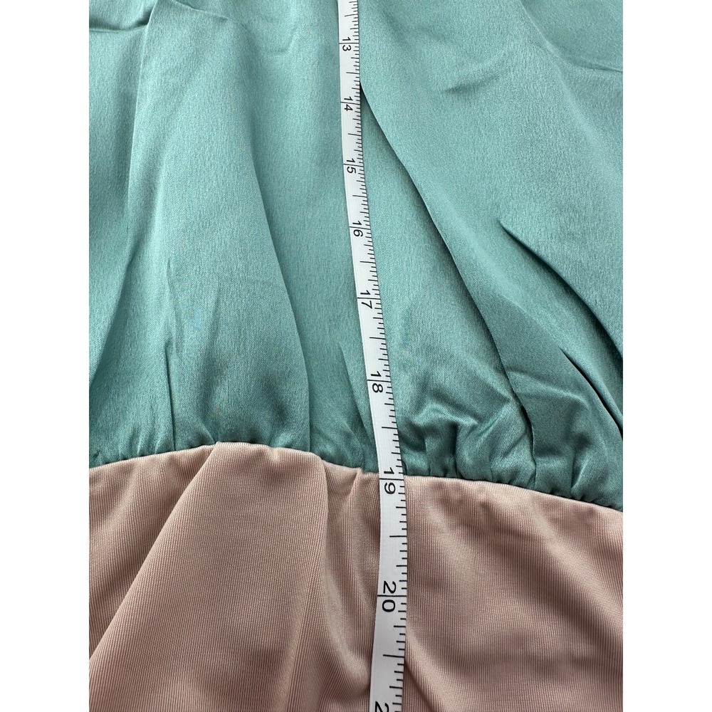 STRUT & BOLT Jade Green and Dark Teal Wrap Blouse BodySuit Women's Medium NEW - Picture 9 of 10